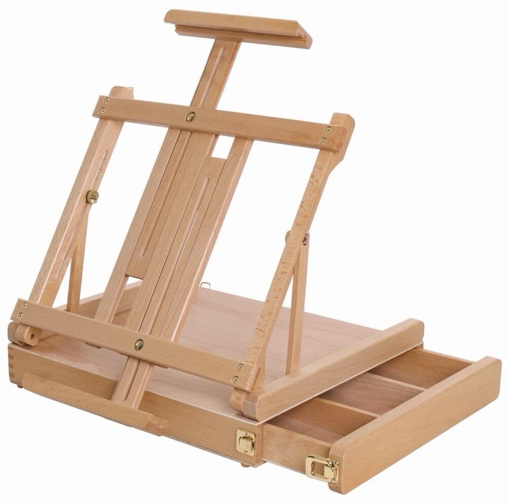 U.S. Art Supply E-245 La Jolla Large Wooden Sketchbox Easel Open Box